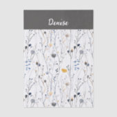 Gray Blue Wildflower Watercolor Seidenpapier (Vorderseite)