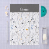 Gray Blue Wildflower Watercolor Seidenpapier (Handwerk)