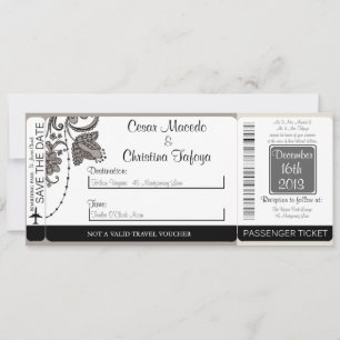 Gray Blüh Swi Boarding Pass Einladung Hochzeit
