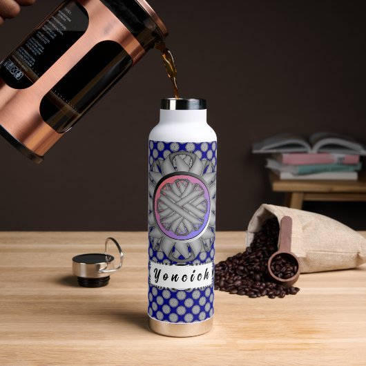 Gray Blume Ribbon von Kenneth Yoncich Trinkflasche (Kaffee)
