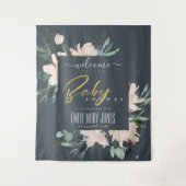 GRAY BLUSH FLORAL WATERCOLOR BABY DUSCHE WILLKOMME WANDTEPPICH (Vorderseite)