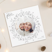 Gray Boho Wildblume Wreath Christmas Foto Square