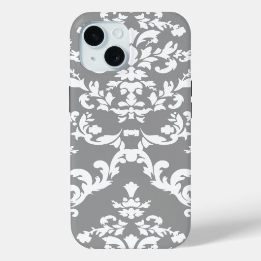 Gray Bold Damask @ Emporiomoffa Case-Mate iPhone Hülle (Rückseite)