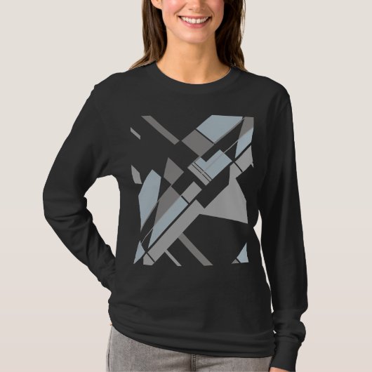 Gray Bold Geometric Diagonal Abstrakt Art MCM Look T-Shirt (Vorderseite)