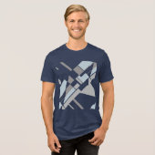 Gray Bold Geometric Diagonal Crisscross MCM Look Tri-Blend Shirt (Vorderseite voll)