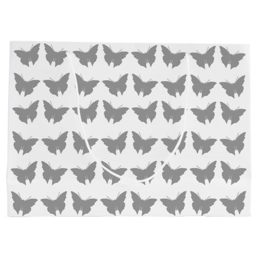 Gray Bold Mod Butterflies Große Geschenktüte (Rückseite)