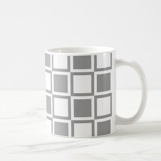 Gray Bold Mod Squares Kaffeetasse (Rechts)