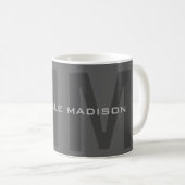 Gray Bold Monogram Modern Minimalistisch Name Init Kaffeetasse (VorderseiteRechts)