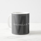 Gray Bold Monogram Modern Minimalistisch Name Init Kaffeetasse (Vorderseite Links)