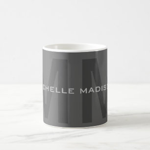 Gray Bold Monogram Modern Minimalistisch Name Init Kaffeetasse