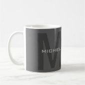 Gray Bold Monogram Modern Minimalistisch Name Init Kaffeetasse (Links)