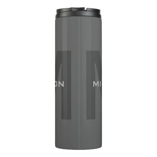 Gray Bold Monogram Modern Minimalistisch Name Init Thermosbecher (Rückseite)