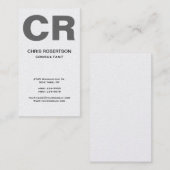 Gray Bold Text Monogram Stilvolle Visitenkarte (Vorne/Hinten)