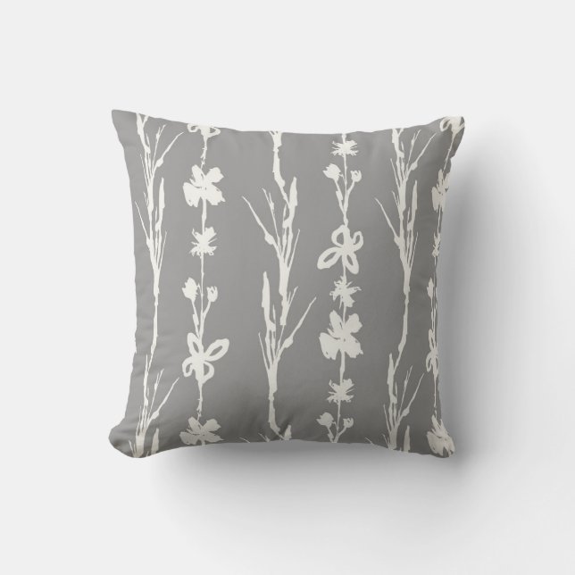 Gray Botanical Farmhouse Deco Kissen (Vorderseite)