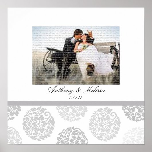 Gray Bouquet Wedding Foto Collage Wall Art Poster (Vorne)