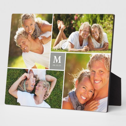 Gray Box Zeitlose Monogram Wedding Foto Easel Fotoplatte (Seite)