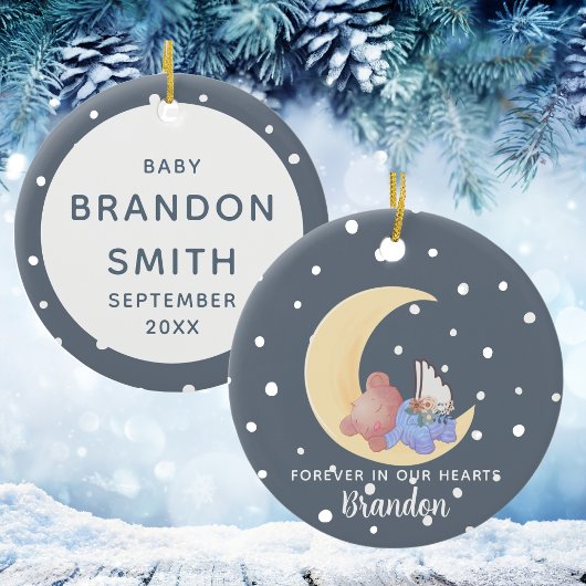 Gray Boy Angel Wings Baby Loss Memorial Weihnachte Keramik Ornament