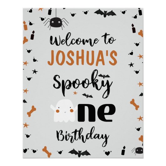 Gray Boys Spooky Ein Halloween 1. Geburtstag Poster (Vorderseite)