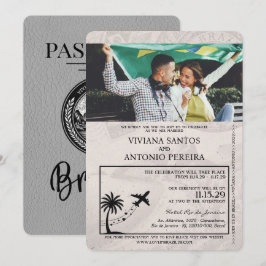 Gray Brazil Passport Hochzeitseinladung Einladung