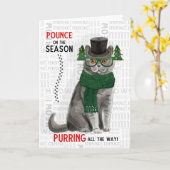 Gray British Shorthair Cat Funny Christmas Karte (Gelbe Blume)