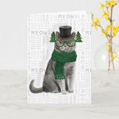 Gray British Shorthair Funny Christmas Cat Karte (Gelbe Blume)