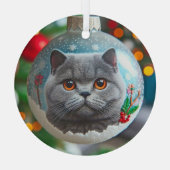 Gray British Shorthair Glass Ornament (Rückseite)