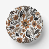 Gray Brown Floral Muster Herbsthochzeit Pappteller (Vorderseite)