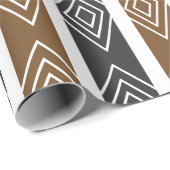 Gray Brown Geometric Diamond Stripes Geschenkpapier (Rolleneckpunkt)