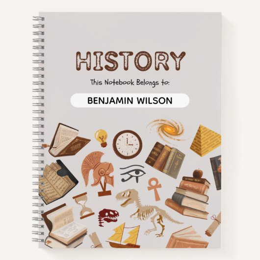 Gray & Brown History Spiral Notebook - individuell Notizblock (Vorderseite)