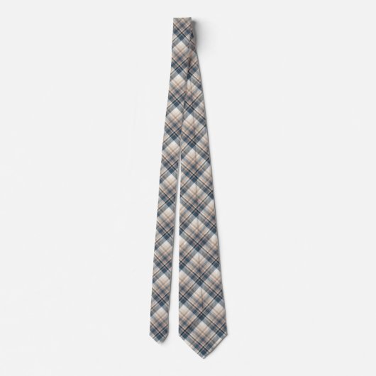 Gray Brown Tartan Chic Stylish Modern Pattern Krawatte (Rückseite)