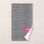 GRAY BRUSHED TEXTURE FLAMINGO BADEZIMMER TOWEL SET (Handtuch)