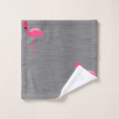 GRAY BRUSHED TEXTURE FLAMINGO BADEZIMMER TOWEL SET (Waschlappen)