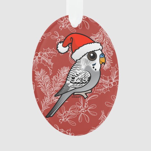 Gray Budgie Santa Claus Ornament (Vorderseite)