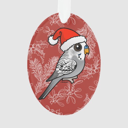 Gray Budgie Santa Claus Ornament (Rückseite)