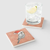 Gray Budgie Santa Claus Steinuntersetzer (Seitenansicht)