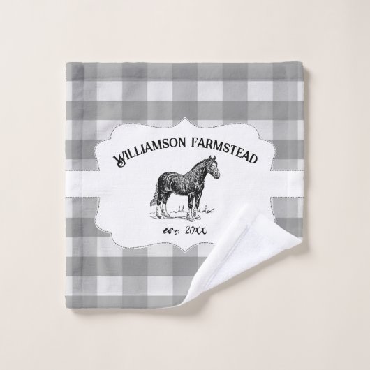 Gray Buffalo Kariert Farm Horst Badetuch Set (Waschlappen)