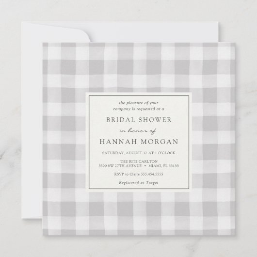 Gray Buffalo Kariertes Brautparty Einladung (Vorderseite)