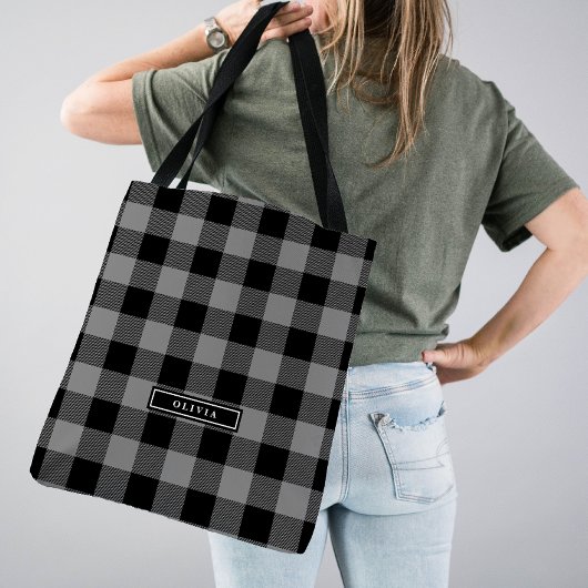 Gray Buffalo Kariertes Muster Mit Monogramm Brides Tasche