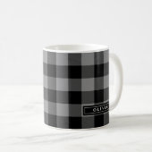 Gray Buffalo Kariertes Muster Mit Monogramm Tasse (VorderseiteRechts)