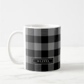 Gray Buffalo Kariertes Muster Mit Monogramm Tasse (Links)