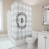 Gray Buffalo Karo Monogram | Bauernhof Badezimmer Duschvorhang (Beispiel)