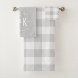 Gray Buffalo Karo und Arrow Monogram Badhandtuch Set