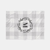 Gray Buffalo Karo Wreath Monogram | Bauernhof Fleecedecke (Vorderseite (Horizontal))