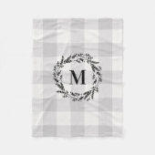 Gray Buffalo Karo Wreath Monogram | Bauernhof Fleecedecke (Vorderseite)