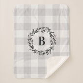 Gray Buffalo Karo Wreath Monogram | Bauernhof Sherpadecke (Vorderseite)