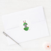 Gray Bunny Green Weihnachtsschmuck Merry Christma Runder Aufkleber (Umschlag)