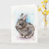 Gray Bunny Karte (Gelbe Blume)