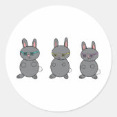 Gray Bunny Rabbits mit Brillen Runder Aufkleber (Vorderseite)