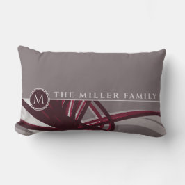 Gray & Burgund Abstrakt | Monogramm | Familienname Kissen Für Draußen