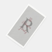 Gray Burgundy Name Monogram Paper Guest Handtuch Serviette (Ecke)